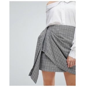 J.O.A. Wrap Front Mini Skirt in Check